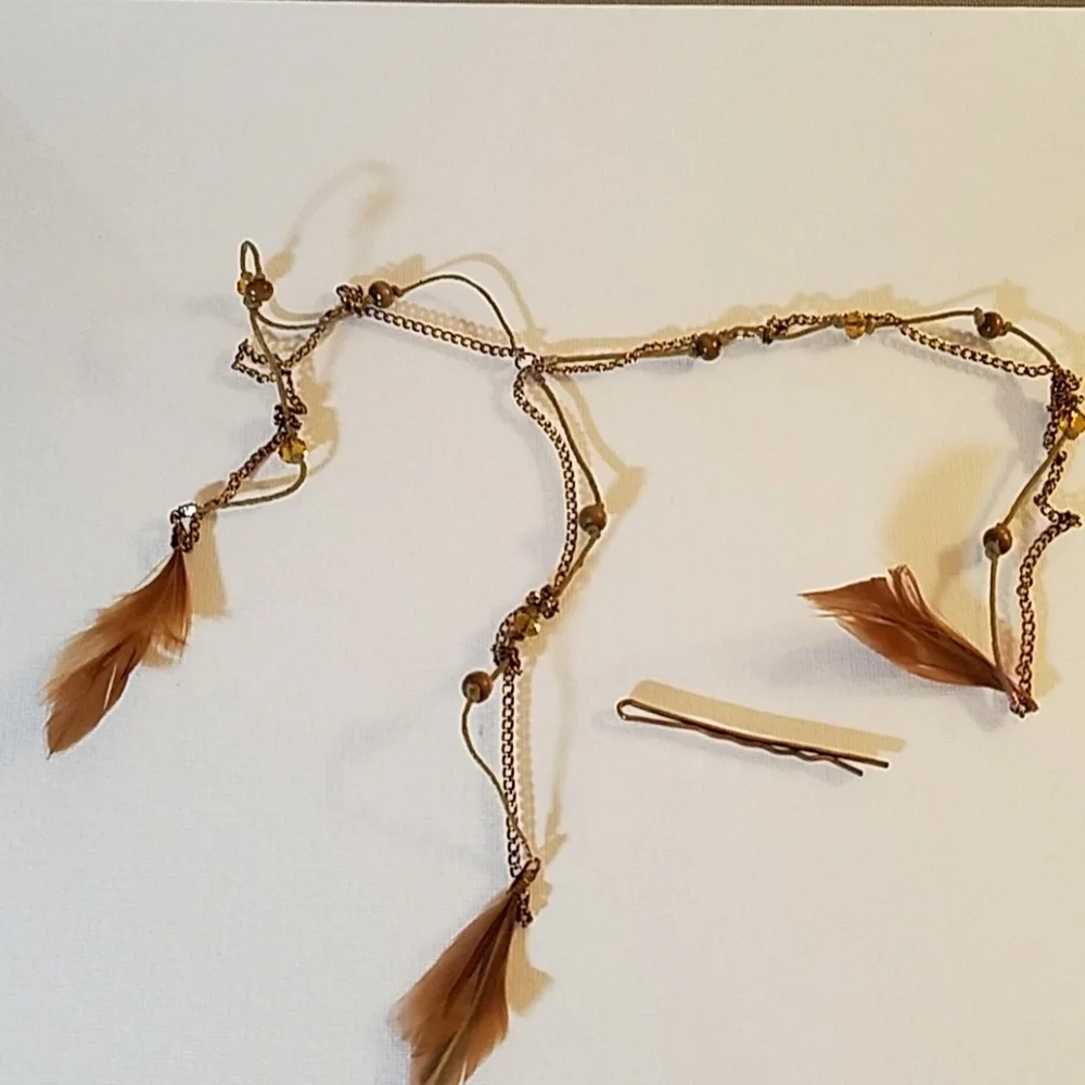 Feather Beaded Hair Accent Jewelry